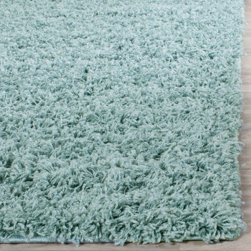 Luxurious Seafoam Square Shag Area Rug, Synthetic Easy Care, 6'7"