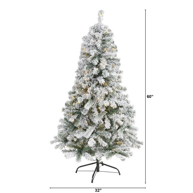 5ft Nearly Natural Pre-Lit LED Flocked Rock Springs Spruce Artificial Christmas Tree Clear Lights: Indoor Use, Easy Setup