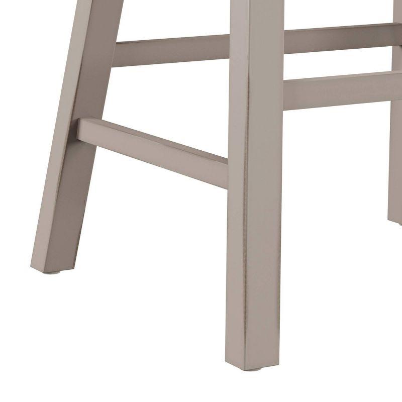 Distressed Gray Wood Backless Saddle Counter Stool