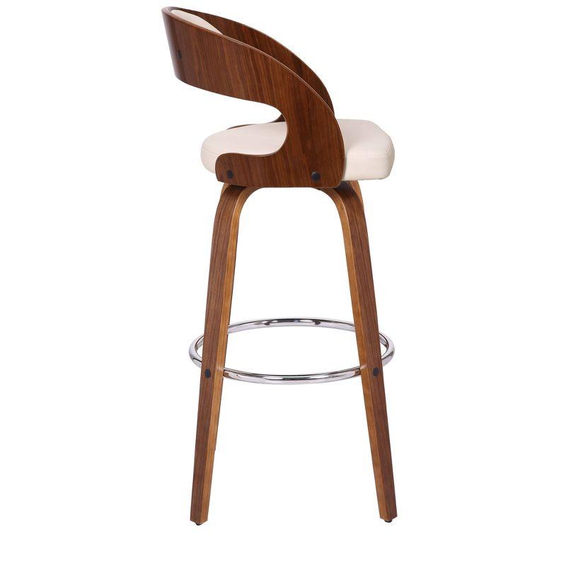 30" Shelly Contemporary Swivel Barstool Walnut/Cream - Armen Living: Eames Inspired, Chrome Footrest