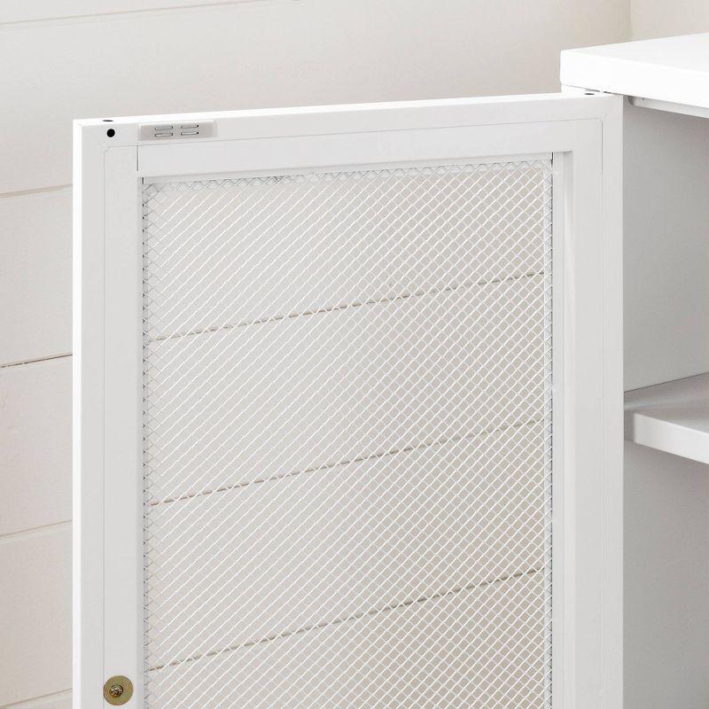 Eddison Mesh 2 Door Storage Cabinet Pure White - South Shore: Metal Frame, Adjustable Shelves, Wall Anchor