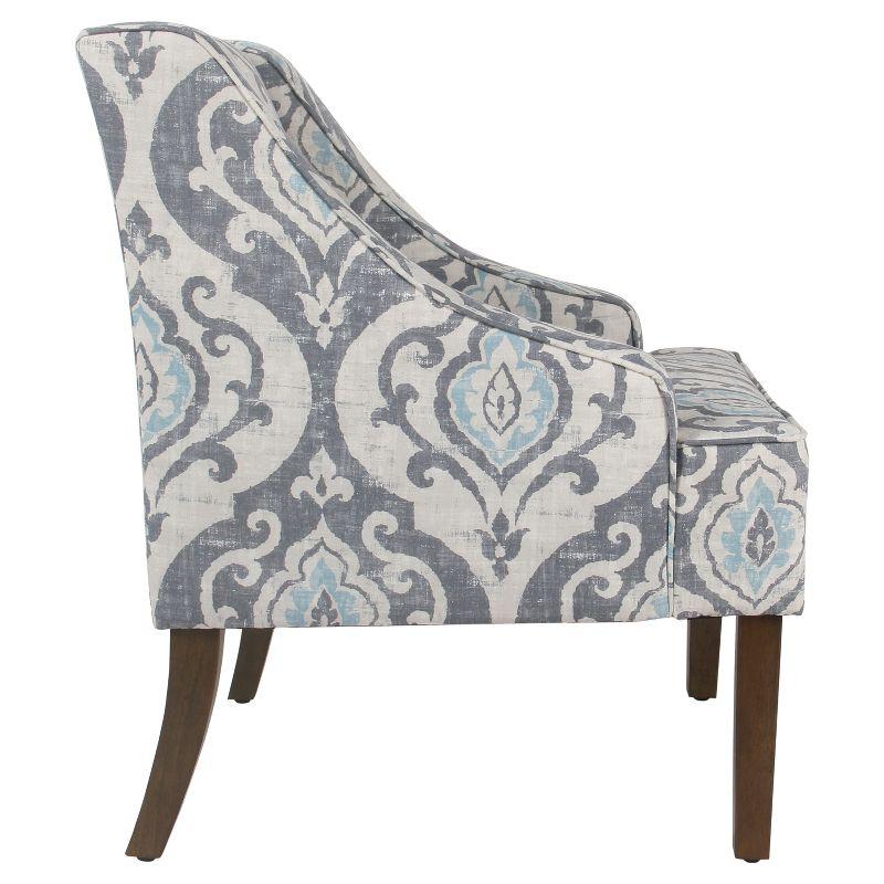 Suri Blue Classic Swoop Accent Chair with Wood Legs