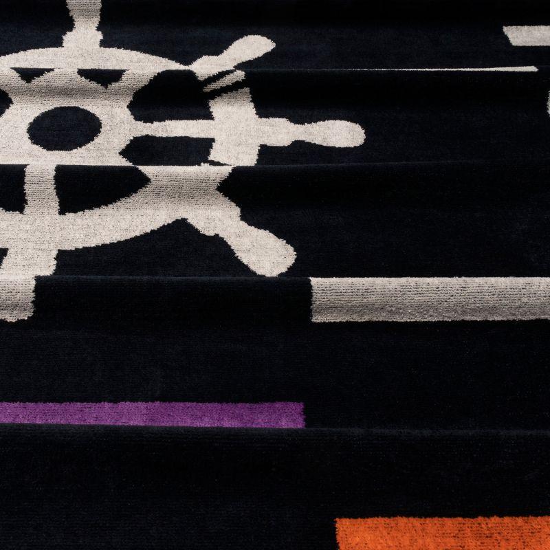 Nautical Wheel Oversized 35" x 67" Cotton Beach Towel, Midnight Blue - Blue Nile Mills