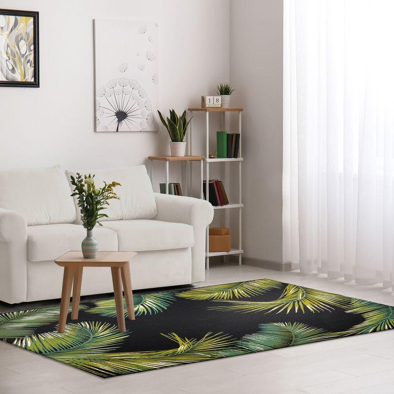 Liora Manne Marina Palm Border Indoor/Outdoor Rug Black 8'10" x 11'9"