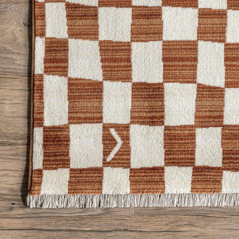 Nuloom Dominique Abstract Checkered Fringe Area Rug