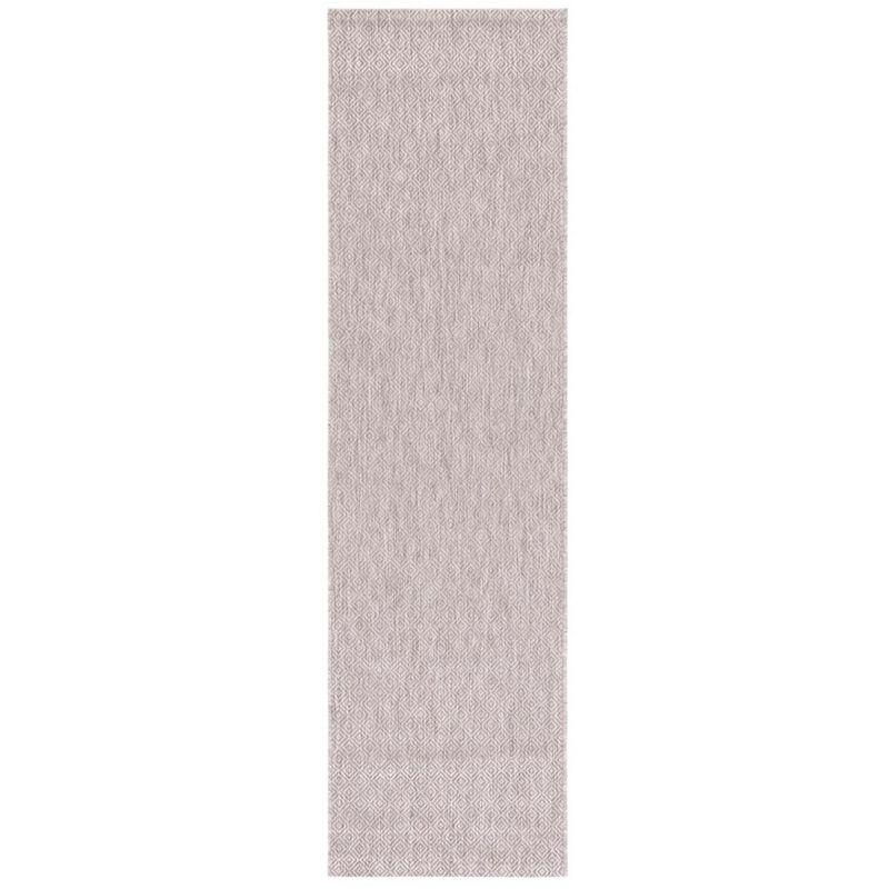 Elegant Beige Synthetic 27'' Indoor/Outdoor Easy-Care Runner Rug