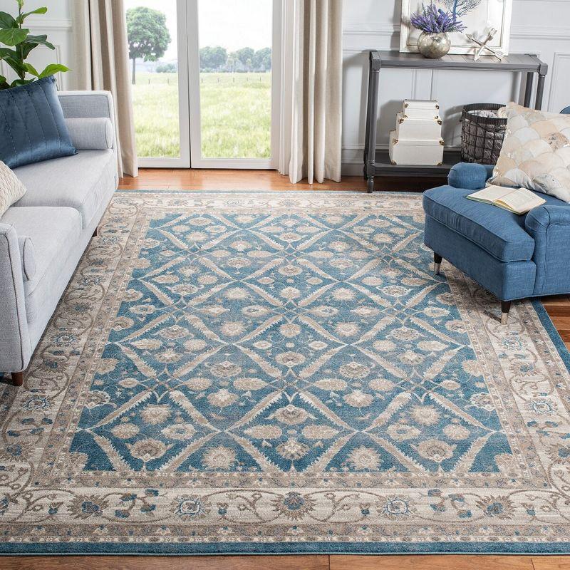 Elegant Sofia Blue & Beige Hand-Knotted Synthetic Area Rug, 8' x 11'