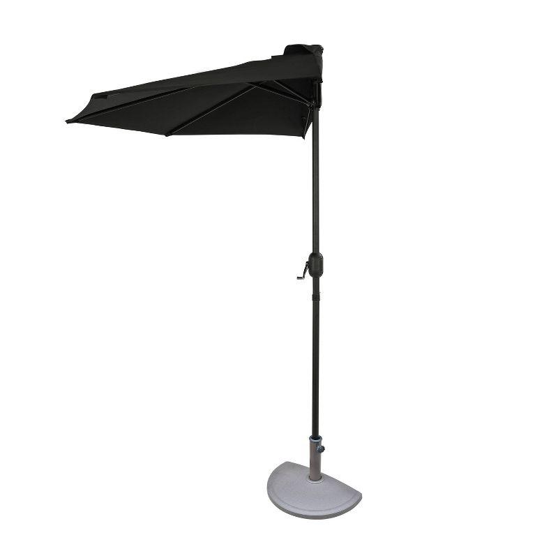 9' x 4.5' Lanai Half Patio Umbrella Black - Island Umbrella: Steel Frame, Water & UV Resistant