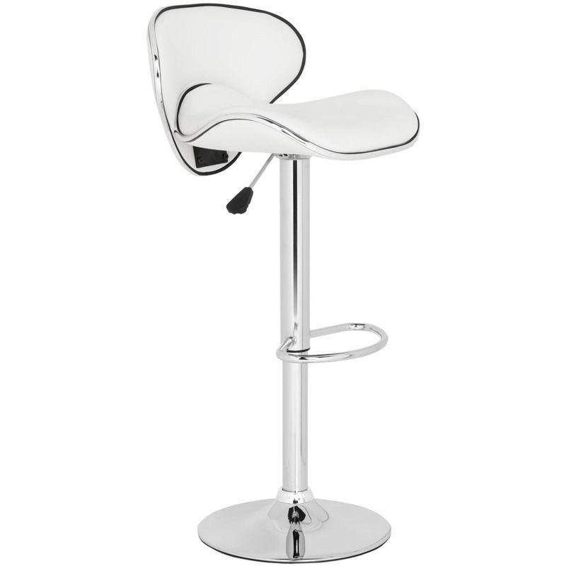 Transitional Chrome White Swivel Bar Stool with Adjustable Height