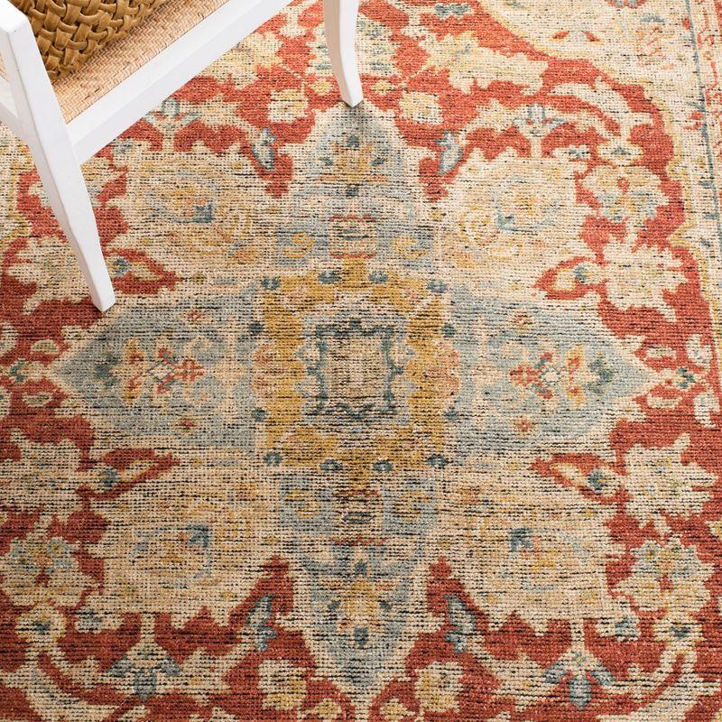 Hand-Knotted Red Geometric Wool Area Rug, 8' x 10'