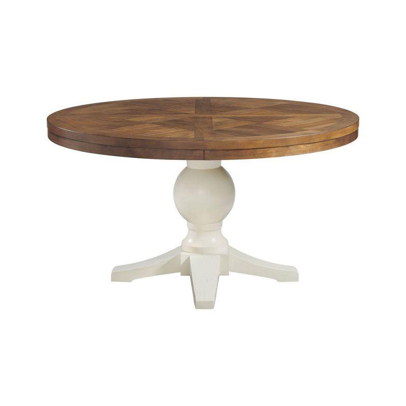 Barrett Round Standard Height Dining Table Natural/White - Picket House Furnishings: Pedestal Base, Seats 4