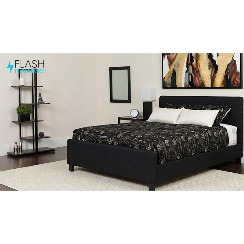 Flash Furniture Tribeca Full Size Tufted Upholstered Platform Bed in Beige Fabric