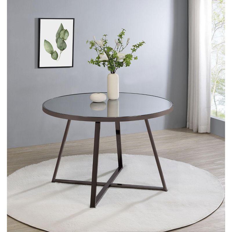 Coaster Home Furnishings Jillian Round Dining Table with Tempered Mirror Top Black Nickel