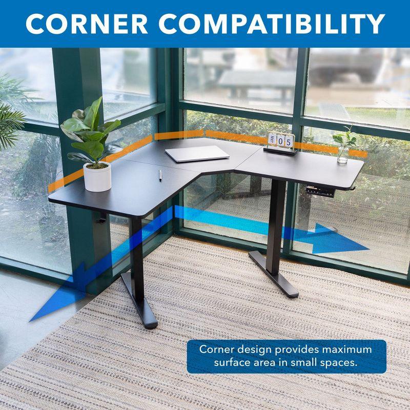 Mount-It! Electric Height Adjustable Desk for Corners, Automatic Standing Desk with Smooth Ergonomic Height Adjustment from 28.3" to 47.2"