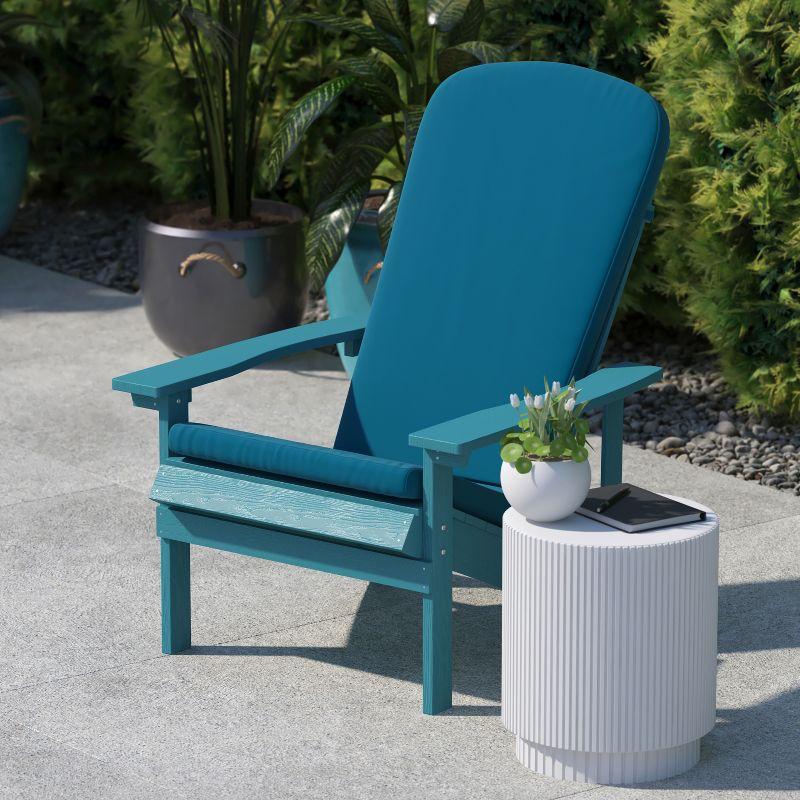 Flash Furniture Charlestown Set of 2 All Weather Indoor/Outdoor High Back Adirondack Chair Cushions, Patio Furniture Replacement Cushions - Teal