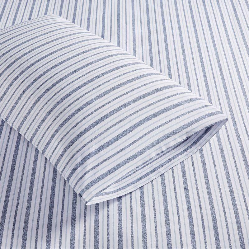 Queen Blue Stripe Cotton Percale Sheet Set