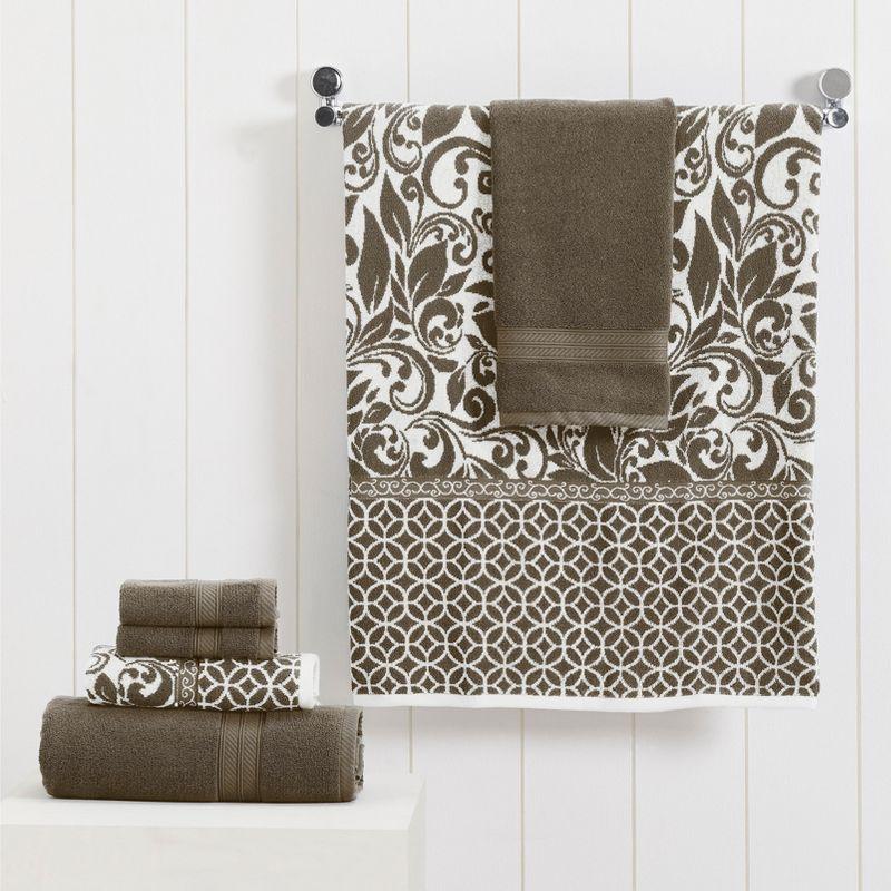 Modern Threads Trefoil Filigree 6-Piece Reversible Yarn Dyed Jacquard Towel Set - Bath Towels, Hand Towels, & Washcloths - Super Absorbent & Quick Dry