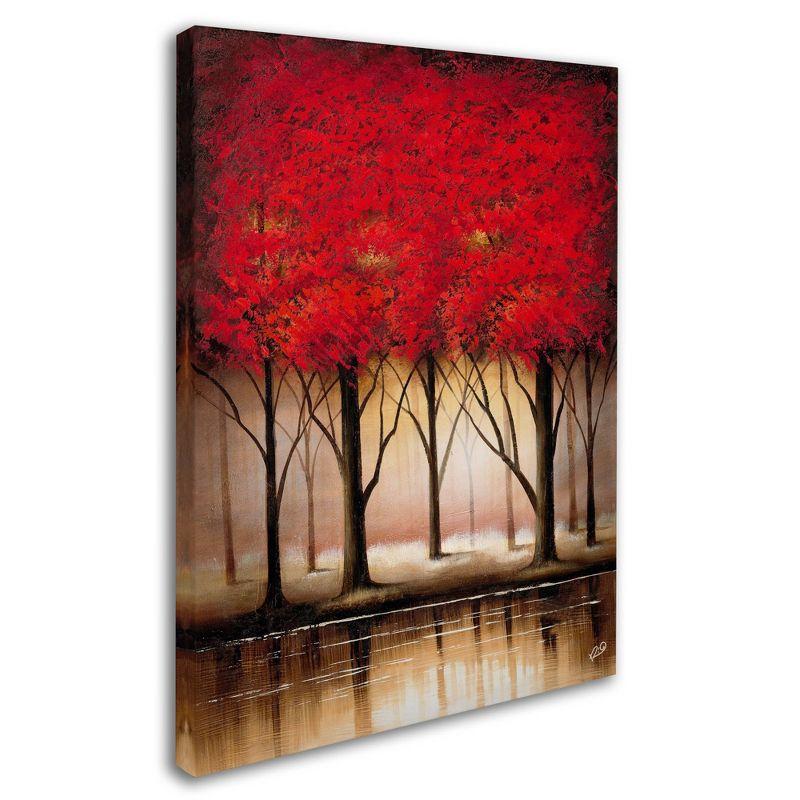 24" x 32" Serenade in Red by Rio - Trademark Fine Art: Modern Canvas Artwork, Vertical Landscape, Unframed