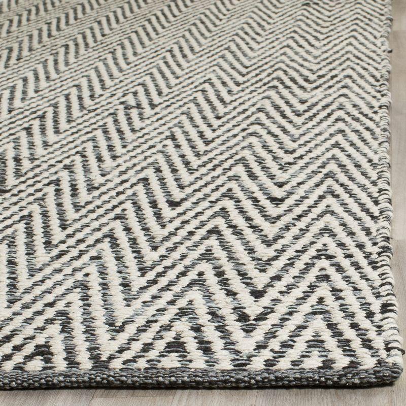 Ivory and Dark Grey Handwoven Cotton Area Rug, 8' x 10'