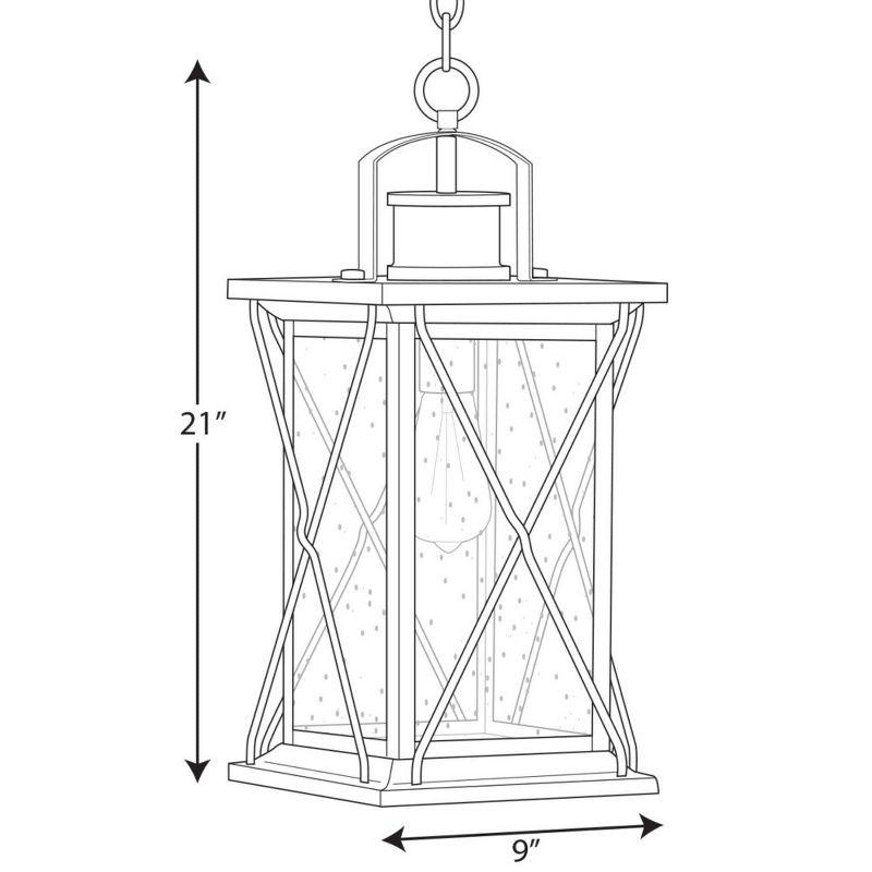 Progress Lighting Barlowe 1-Light Outdoor Hanging Lantern, Antique Bronze, Clear Seeded Glass, Farmhouse Style