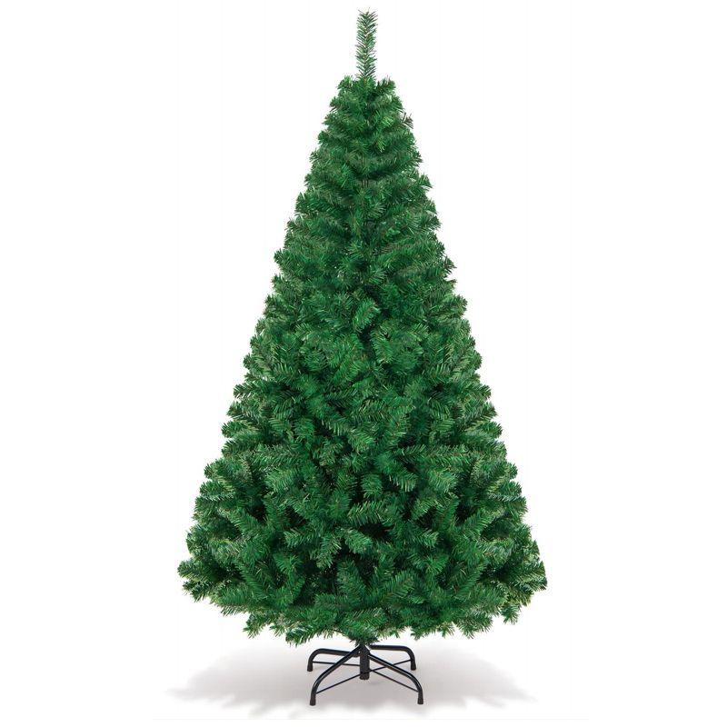 6 FT Artificial Christmas Tree Pine Hinged with 1000 Branch Tips and Sturdy Metal Base