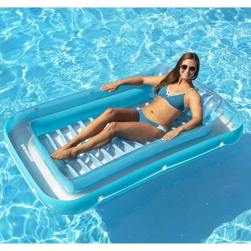 Swimline Blue Inflatable Swimming Pool Suntan Lounger with Pillow 70"