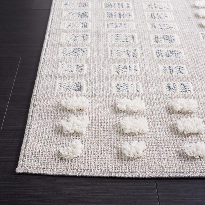 Gray Geometric Flat Woven Wool Area Rug 4' x 6'