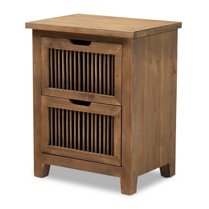 Clement Rustic Medium Oak 2-Drawer Spindle Nightstand