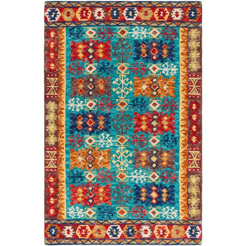 Aspen APN503 Hand Tufted Indoor Area Rug - Blue/Red - 5'x8' - Safavieh