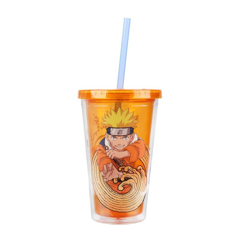 Naruto 16 Oz. Acrylic Cup With Reusable Staw and Ice Cubes