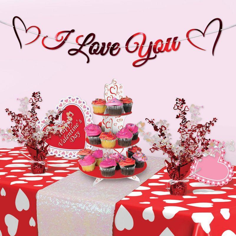 Beistle Foil I Love You Streamer, 11" x 6', (2/Pkg) Red