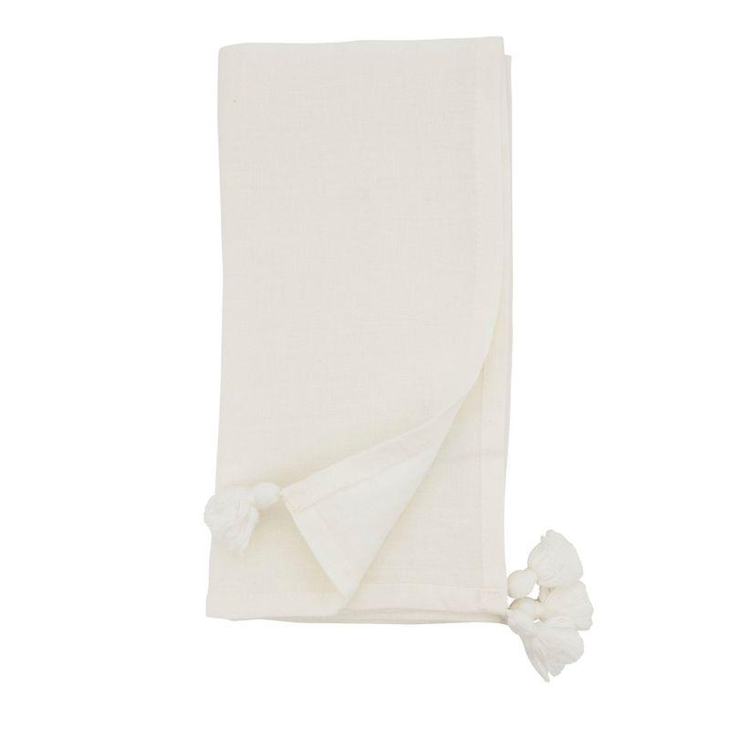 Tasseled Corners 4 Piece Linen Napkin Set