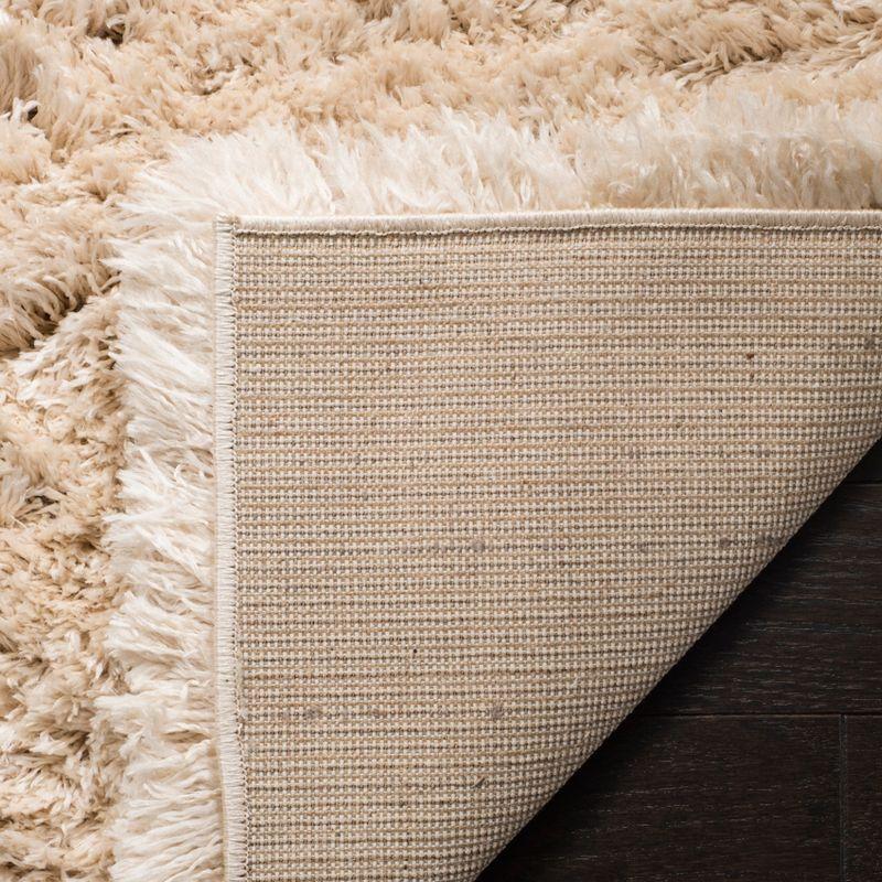 Luxurious Light Beige 4' Square Shag Area Rug