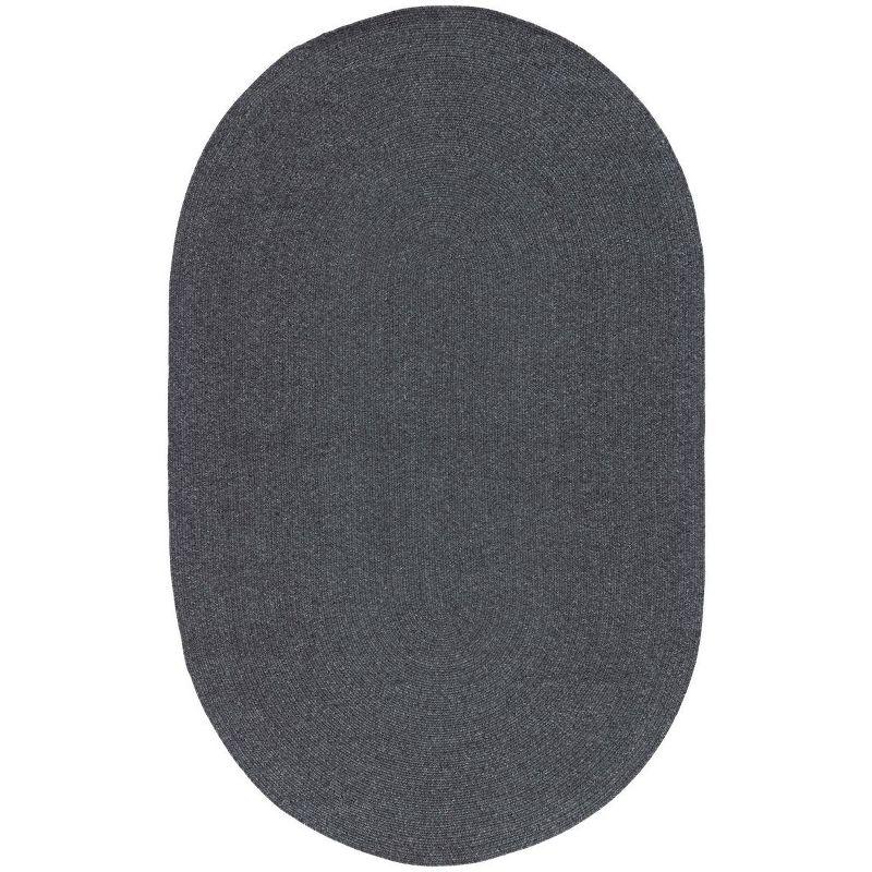 Braided BRA201 Hand Woven Indoor Machine Washable Area Rug - Black - 4'x6' Oval - Safavieh