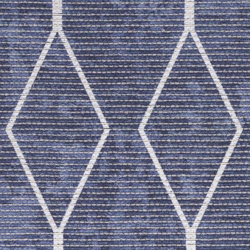 Pymble Geometric Machine Washable Area Rug in Navy Blue