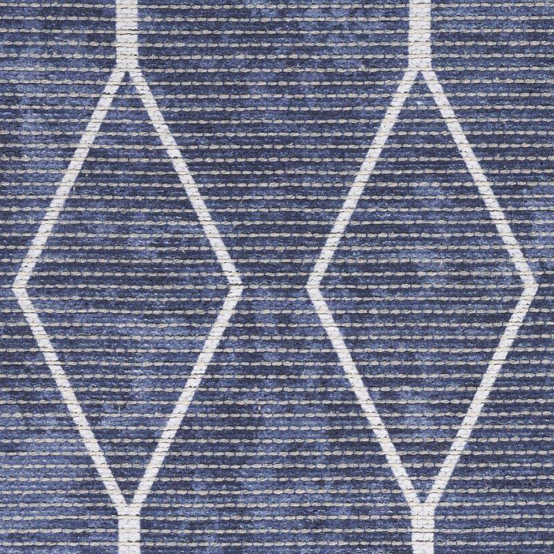 SR107 Geometric Machine Washable Area Rug in Navy Blue