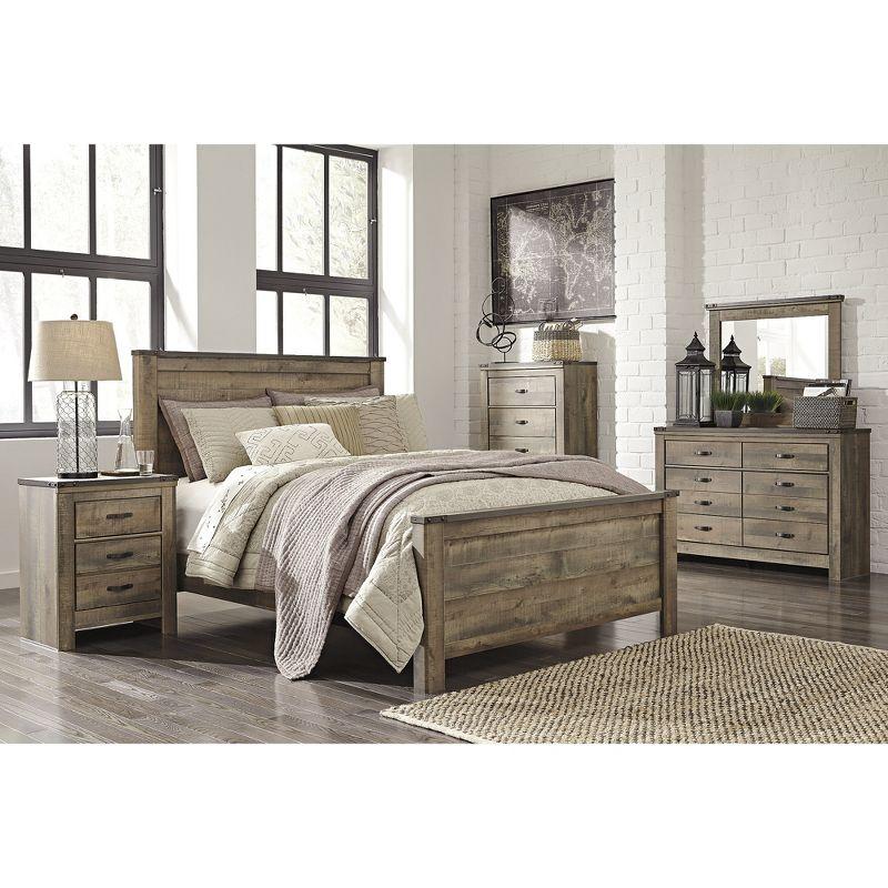 Rustic Brown 2-Drawer Nightstand with Charging Station