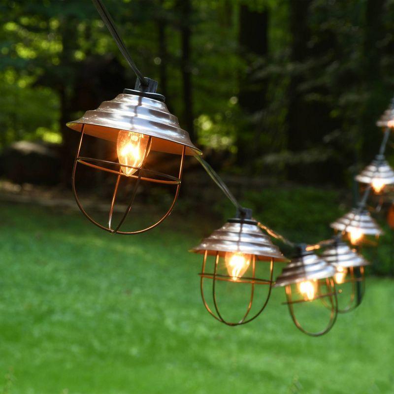 10 Lights Metal Up Lid Electric Café String Lights Bronze: Outdoor Party Incandescent UL Listed, Connects End to End