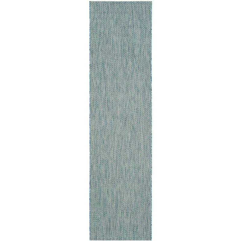 Courtyard CY8521 Power Loomed Indoor/Outdoor Runner Rug - Aqua/Grey - 2'3"x12' - Safavieh.