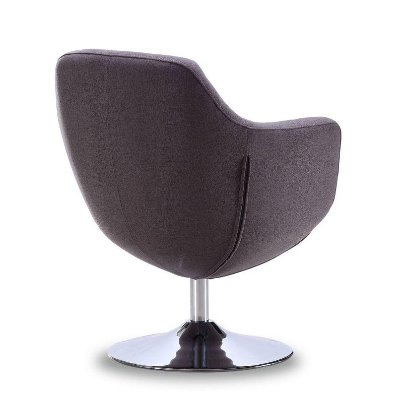 Caisson Twill Swivel Accent Chair Gray - Manhattan Comfort: Polished Chrome Base, Removable Cushion