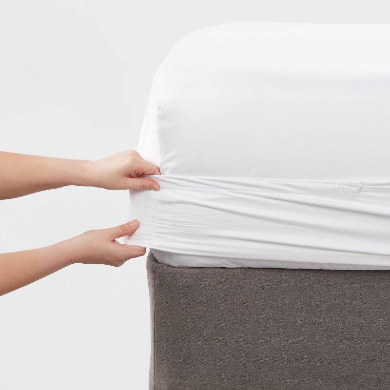 King 400 Thread Count Performance Fitted Sheet White - Threshold™: Cotton Sateen, Deep Pocket, OEKO-TEX Certified