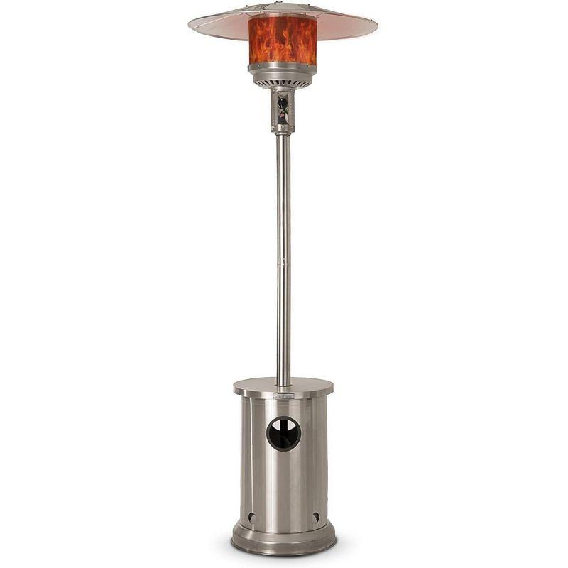 AspectLiving Patio Heater with Table 48,000 BTU Output Electronic Ignition System with Wheels- Stainless Steel