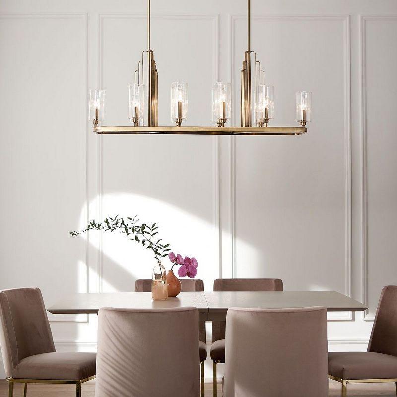 Kimrose™ 10 Light Linear Chandelier with Clear Fluted Glass Brushed Natural Brass