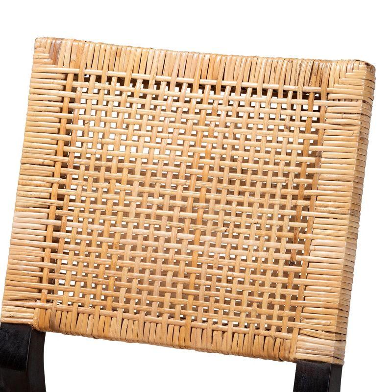 bali & pari Lesia Modern Bohemian Natural Brown Rattan and Espresso Brown Mahogany Wood Dining Chair