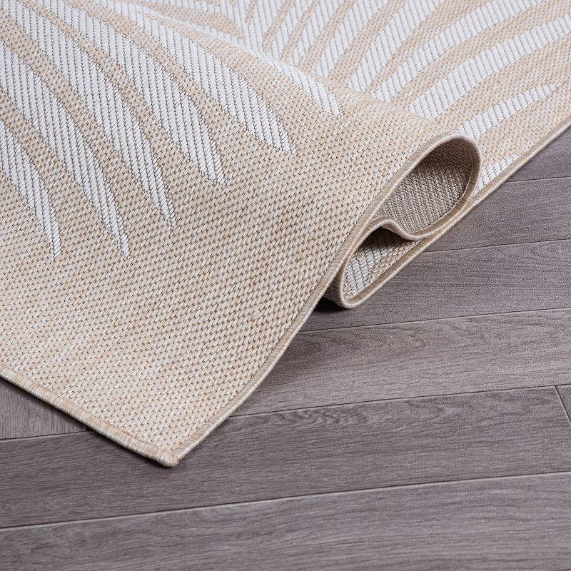 World Rug Gallery Contemporary Palm Leaves Textured Flat Weave Indoor/Outdoor Area Rug