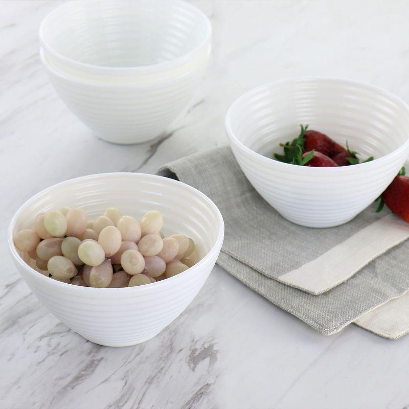 Gibson Ultra Patio 4 Piece Tempered Opal Glass Dessert Bowl Set in White