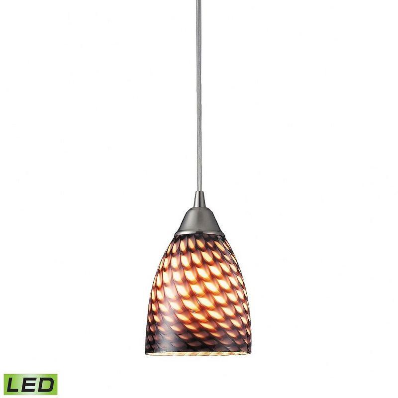 Cocoa Glass and Satin Nickel LED Pendant Light