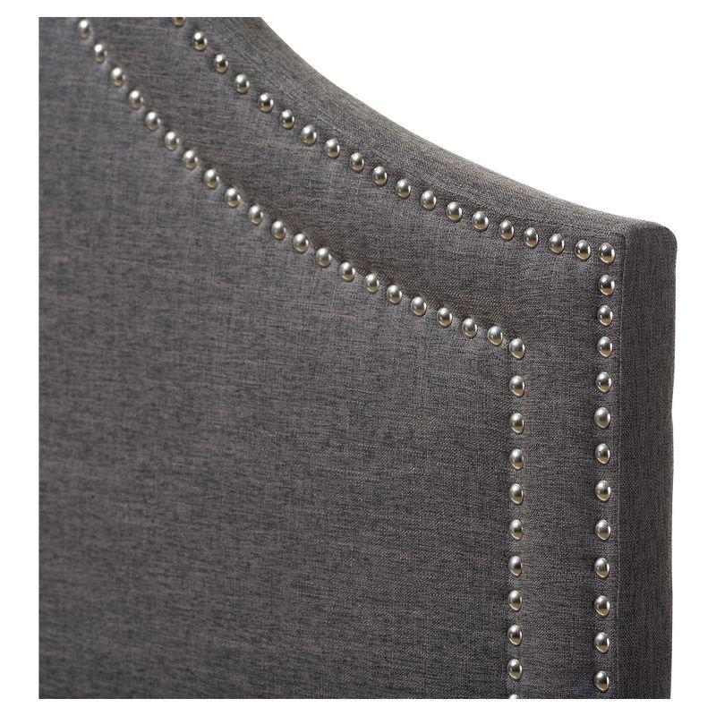 Queen Avignon Modern Fabric Upholstered Headboard Dark Gray - Baxton Studio: Chic Metallic Trim, Rubberwood Frame, Adjustable Height