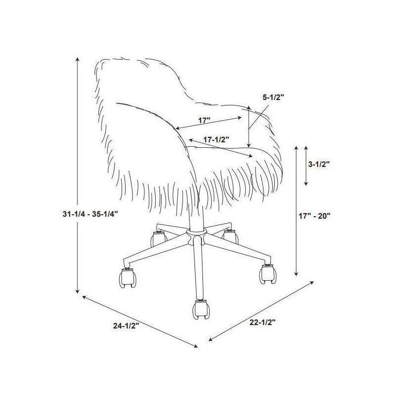 Fiona White Faux Fur Task Chair with Chrome Base