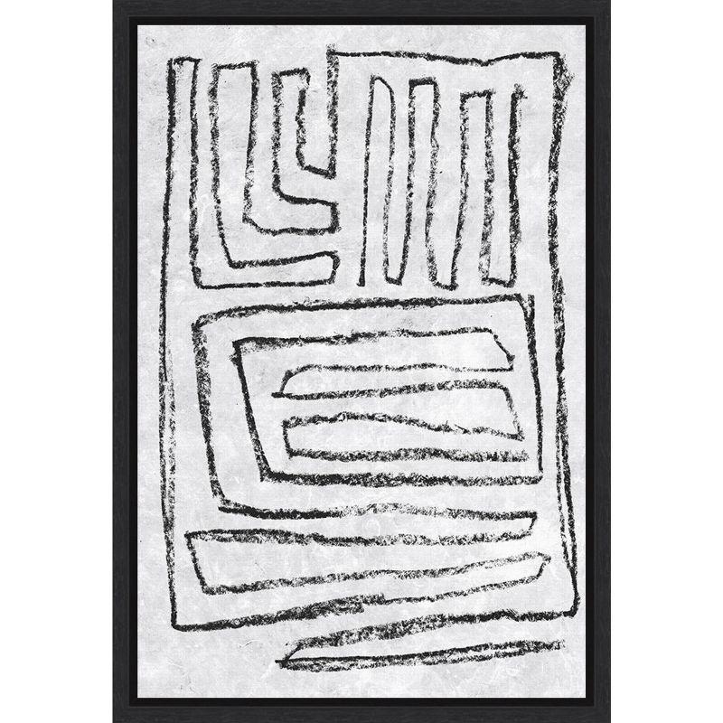 Black and White Abstract Canvas Lithograph Wall Art 16 x 23-in.